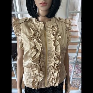 Ruffle Vest, Zipper, Gold, Charming Charlie, Large